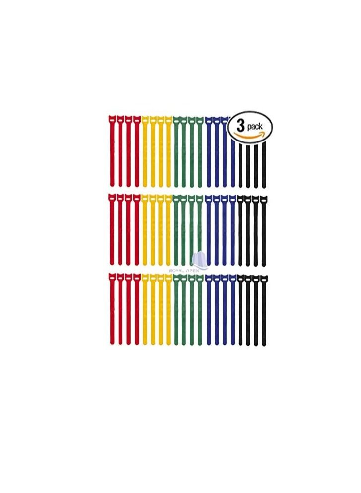 Multi color Hook and Loop Non-Adhesive Magic Cable Tie Velcro Tape Sticky Strips (3)  - Image 2