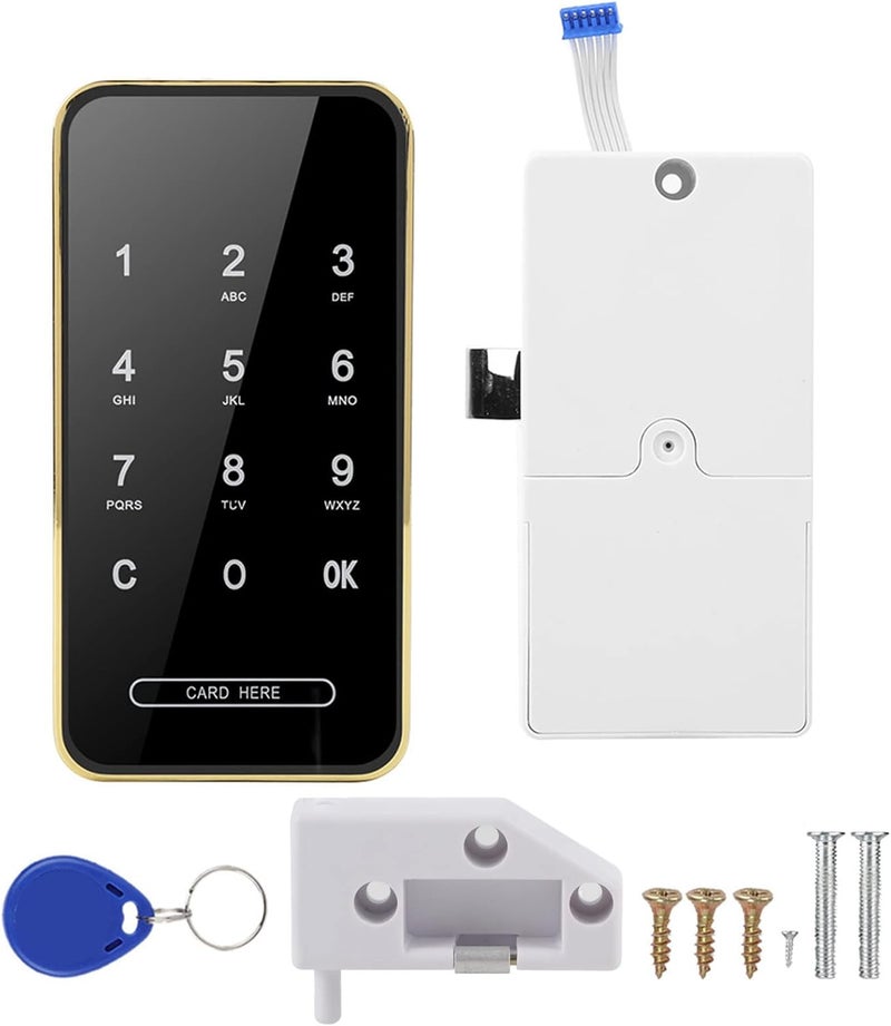 Gold Electronic Password Card Lock Smart RFID Keyless Touch Screen Cabinet Lock - Image 1
