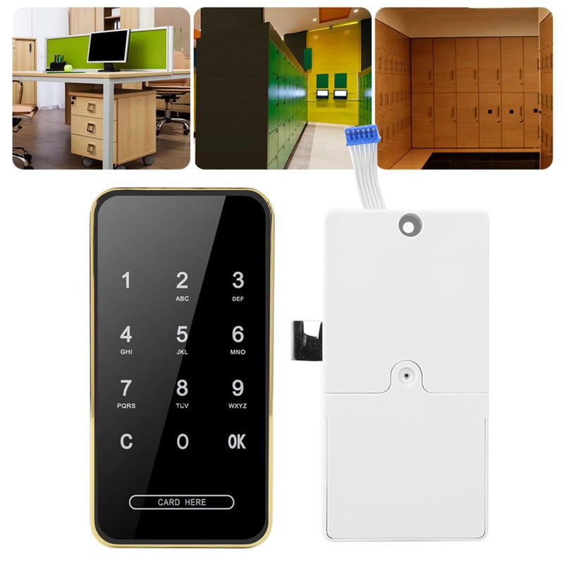 Gold Electronic Password Card Lock Smart RFID Keyless Touch Screen Cabinet Lock - Image 4