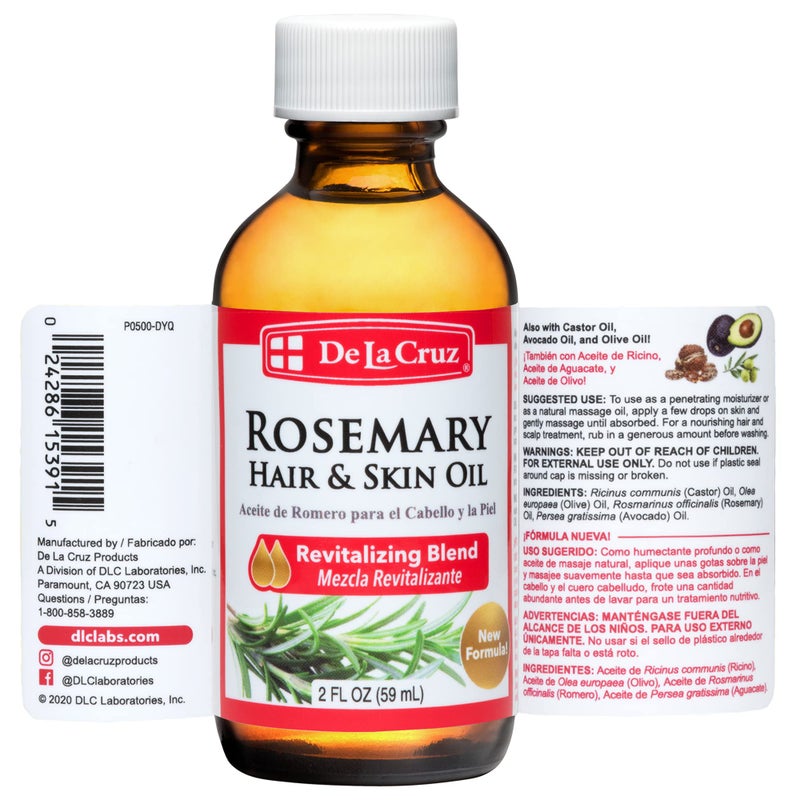 De La Cruz Rosemary Oil Blend Moisturizer with Castor, Avocado and Olive Oil - Topical Use Only 2 FL. Oz. (59 mL) - Image 2