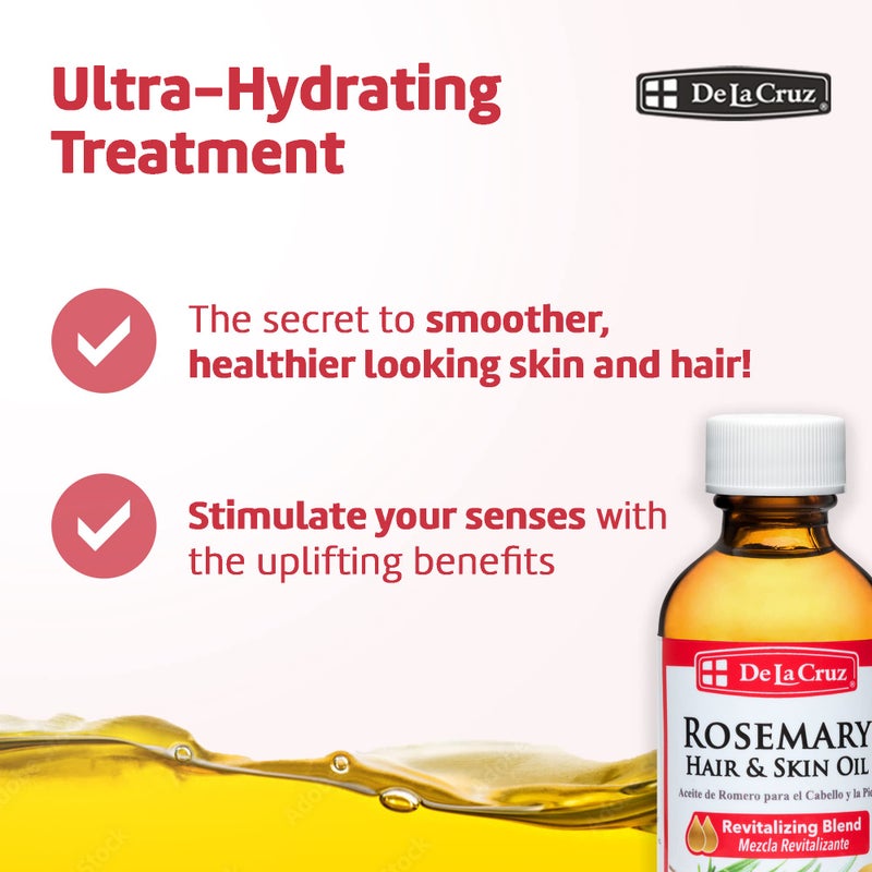 De La Cruz Rosemary Oil Blend Moisturizer with Castor, Avocado and Olive Oil - Topical Use Only 2 FL. Oz. (59 mL) - Image 3