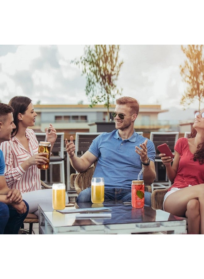 VILON Drinking Glass Can Wooden Lid Sipper Mason Jar for Mojito Ice Tea Juice Travel Mug with Straw | 540ml (540, Round COLA CAN BB LID Sipper with Straw, 1, Sipper) - Image 5