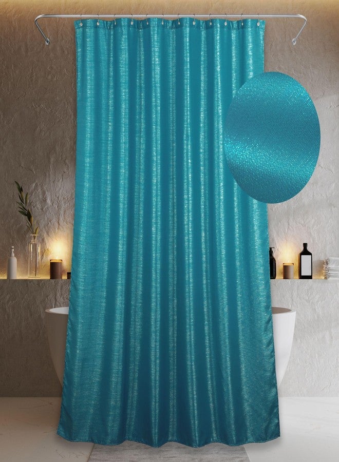 Popkozzi Teal Green Glitter Shower Curtain: Turquoise Aqua Sparkly Metallic Shimmery Bling Shiny Fabric Decorative Shower Curtains for Bathroom - Luxury Modern Chic Design Waterproof Washable - 72x72 - Image 1