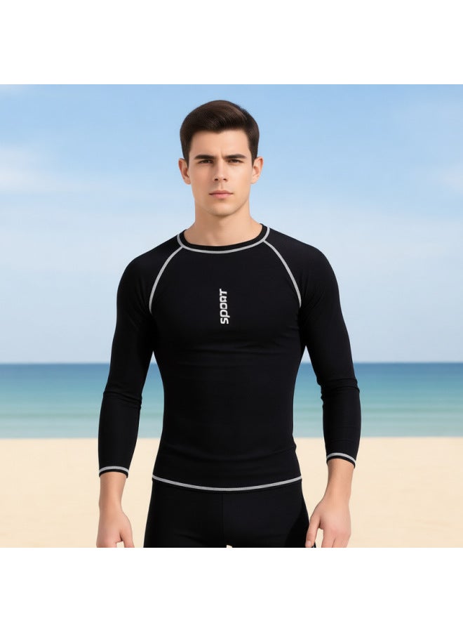 Qianchengyu Adult Swimsuit Men's Two-piece Set Men's Sun Protection Long Sleeve Surfing Snorkeling Suit Hot Spring Men's Swimwear