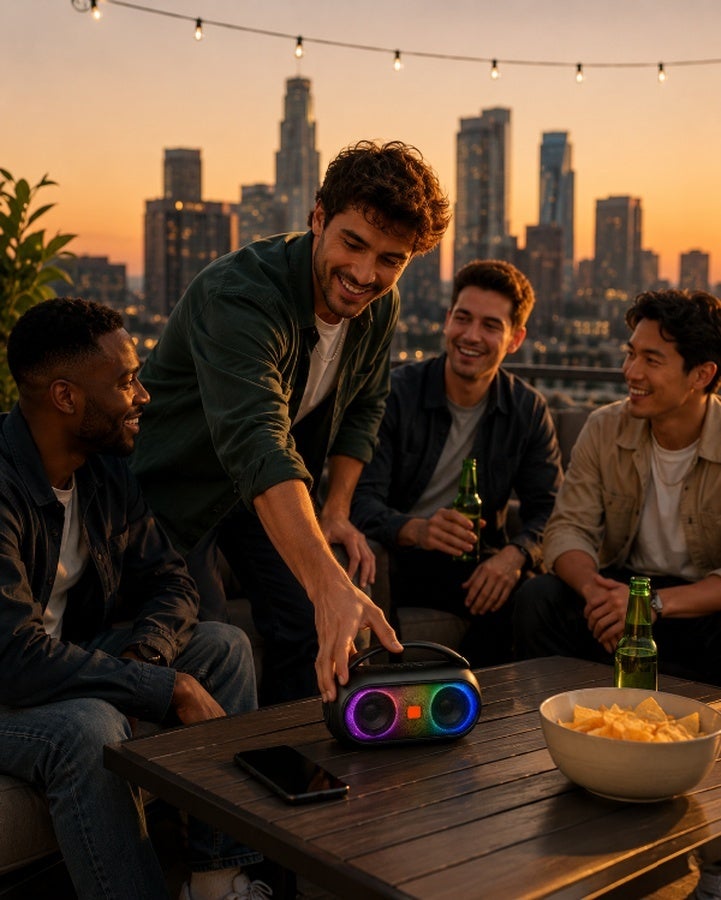 سماعة بلوتوث محمولة RGB بإضاءة LED ملونة وصوت ستيريو قوي Bass – مكبر صوت لاسلكي قابل للشحن يدعم AUX وTF Card وUSB – سبيكر حفلات ورحلات متوافق مع أندرويد وآيفون(اللوان متعددة) - Image 2