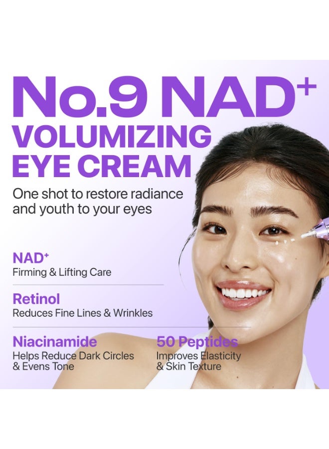numbuzin No.9 NAD+ Retinol Eye Cream, Depuffing & Firming Eye Serum for Dark Circles, Wrinkles & Fine Lines, Peptides & Niacinamide for Glow & Undereye Radiance, Stocking Stuffers 0.33 fl oz - Image 2