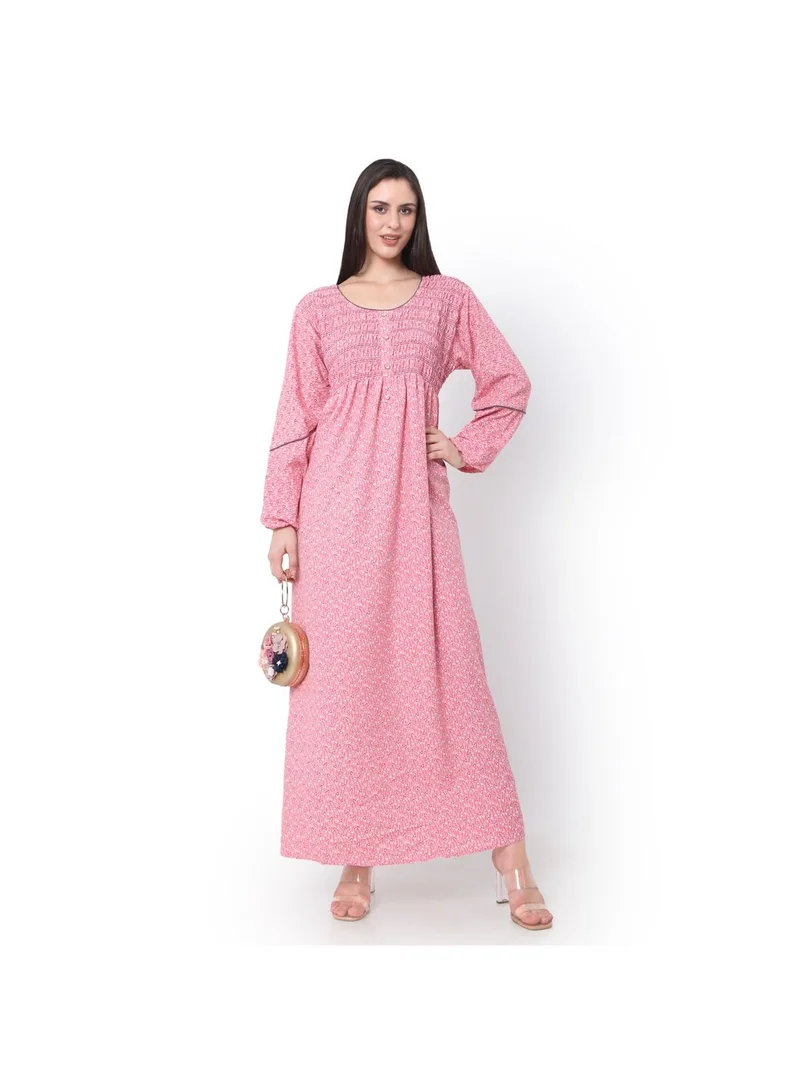 HANA & SARA SMOKING DESIGN WITH FLORAL PRINT RAYON ARABIC JALABIYA KAFTAN