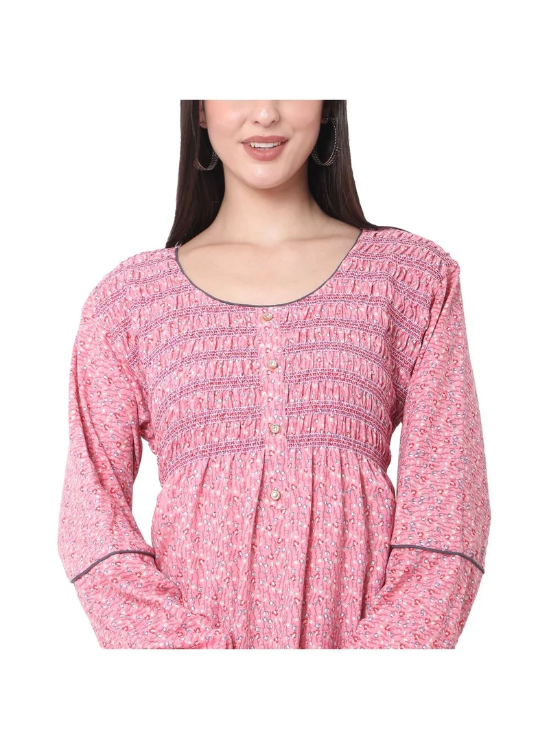 HANA & SARA SMOKING DESIGN WITH FLORAL PRINT RAYON ARABIC JALABIYA KAFTAN