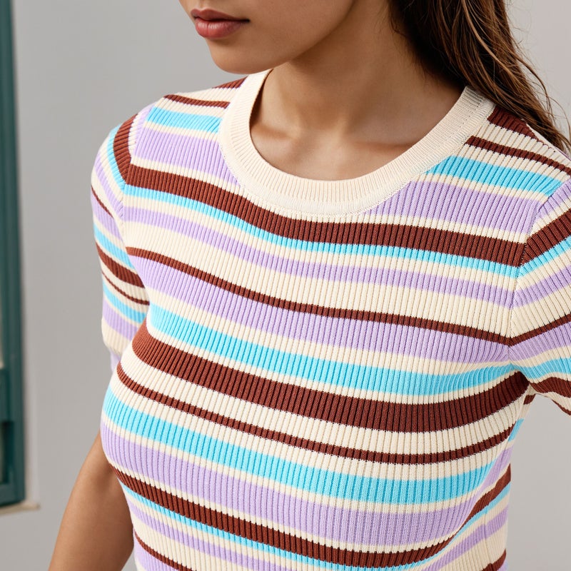 تواكستريمز تيشيرت بياقة دائرية مخطط من تو إكستريمز - Image 4