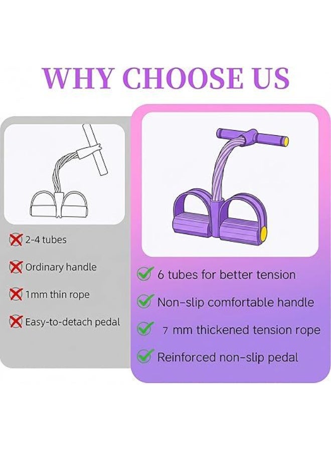 Upgraded Pedal Resistance Band with Handle, Soft Durable Fashion Puller Exercise with Thickened 6 Tension Ropes, Tube Pedal Resistance Device for Abdomen, Waist, Arm, Leg, Core/ABS - Image 5