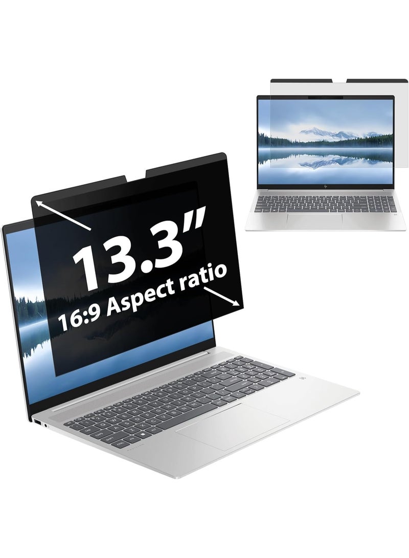 13.3" Laptop Privacy Screen Protector for 16:9 Aspect Widescreen Computer Monitor, 13.3 Inch Eye Protection Privacy Laptop Screen Filter Anti-Glare Anti-Blue Light Privacy Film Bubble Free Compatible with HP/Dell/Lenovo/Acer/Asus/LG/Huawei/Honor/Xiaomi Laptops - Image 1