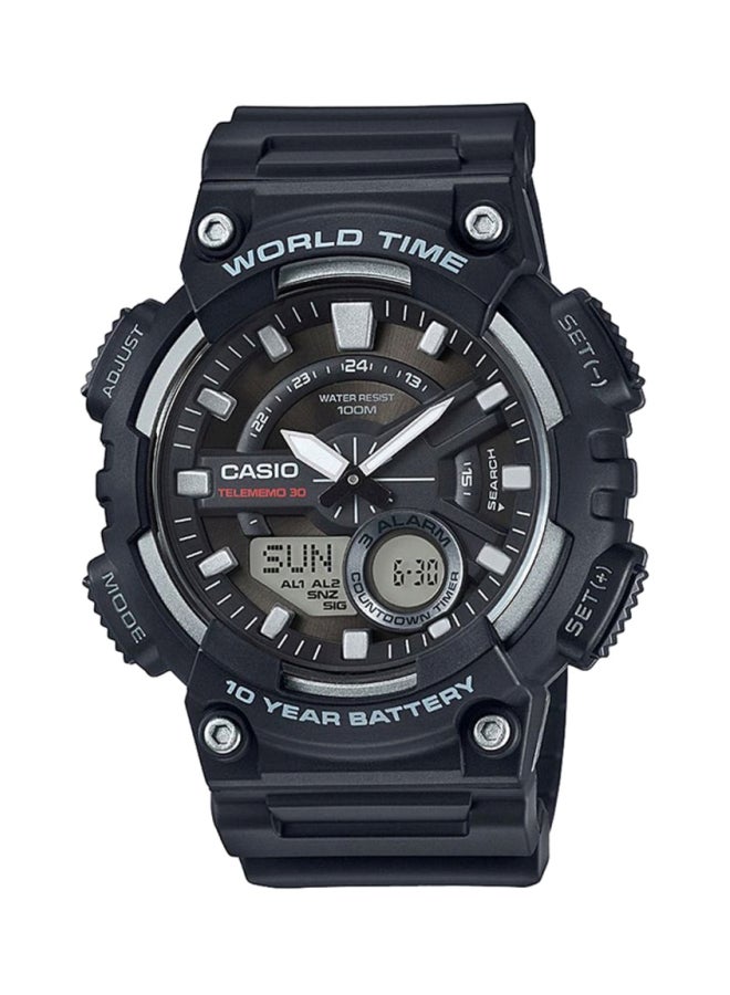 CASIO Men Silicone Analog & Digital Wrist Watch AEQ-110W-1AVDF - 47 mm - Black - Image 1