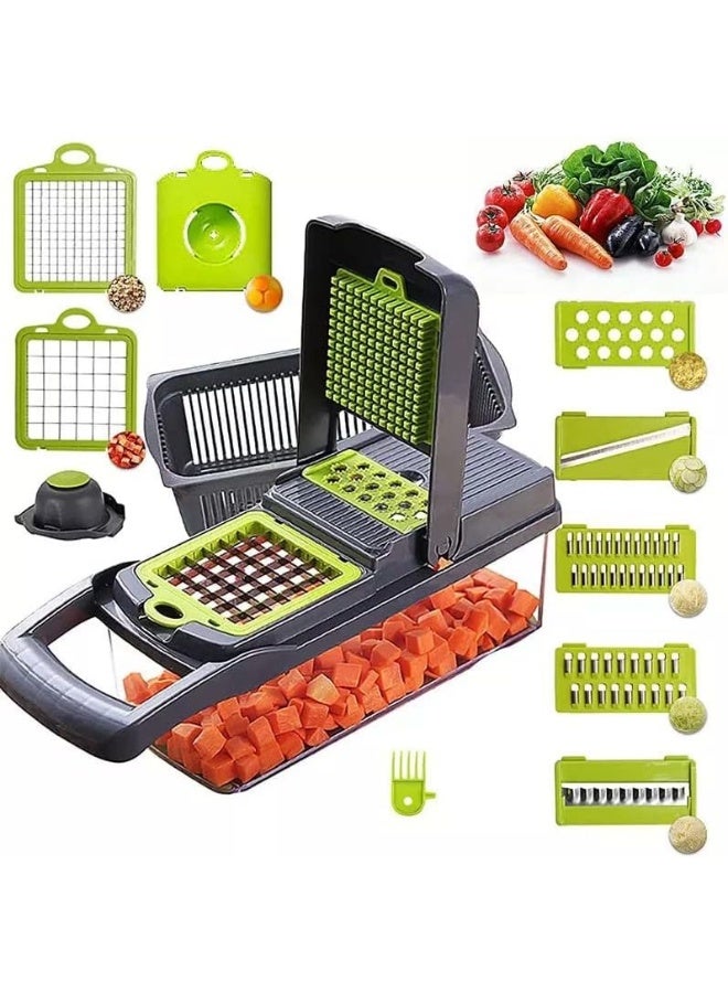 12 in 1 Hand Held Multifunctional Onion Cutter Fruits Slicer Potatoes Peeler Manual Vegetable Chopper  - Image 1