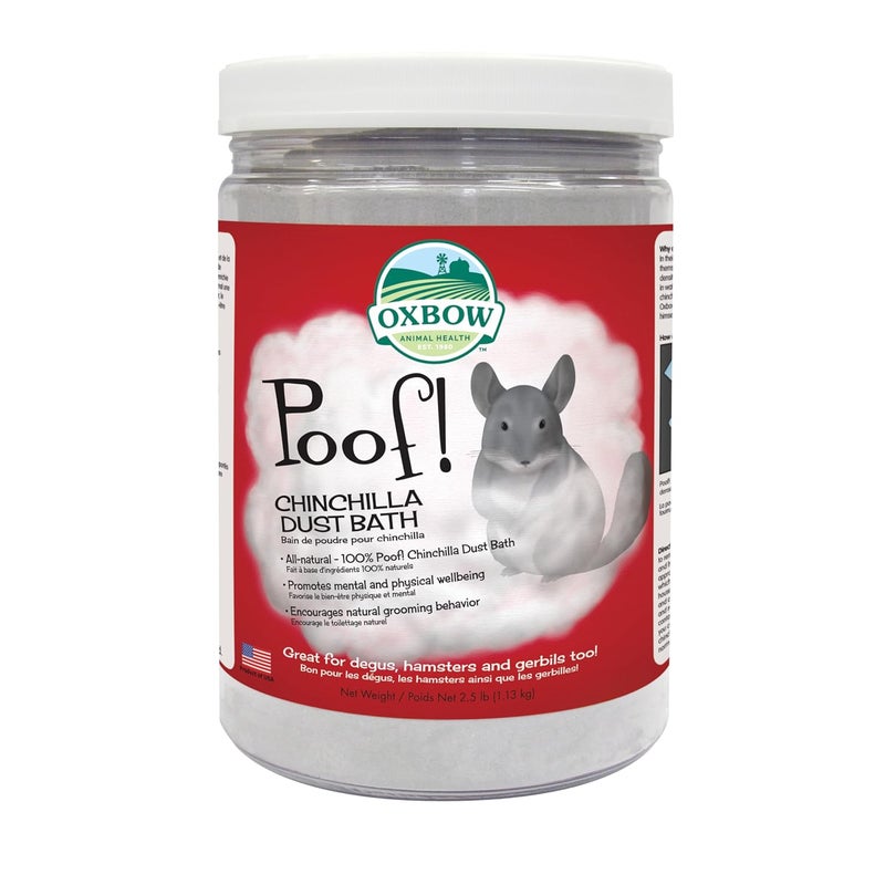 Oxbow POOF! Chinchilla Dust Bath,100% Natural Blue Beauty Dust for Chinchillas, Degus, Gerbils, and Hamsters, Small Animal Grooming, Natural Dusting Powder, 2.5 lbs Jar - Image 1