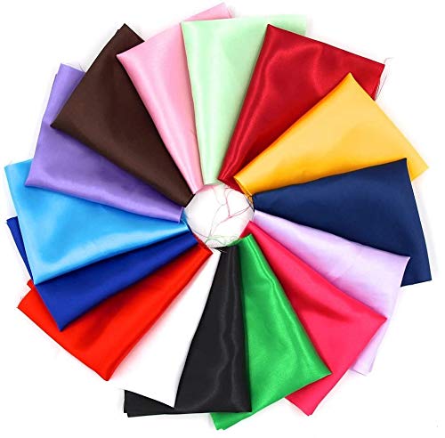 RayLineDo® 15pcs 25 * 20cm Silky Satin Patchwork Fabric Bundle Quilting Wedding Table Decor in 15 Solid Color - Image 3
