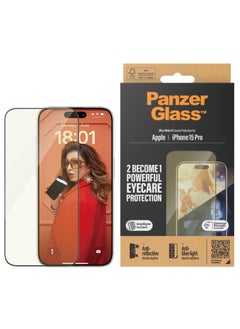 PanzerGlass PanzerGlass™ Advanced Anti-Reflective and Anti-Blue Light Screen Protector for Apple iPhone 15 Pro, Protect Your Eyes, Protect Your Phone - Case friendly full screen protector with mounting aid  - Image 1