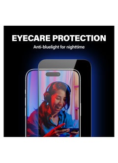 PanzerGlass PanzerGlass™ Advanced Anti-Reflective and Anti-Blue Light Screen Protector for Apple iPhone 15 Pro, Protect Your Eyes, Protect Your Phone - Case friendly full screen protector with mounting aid  - Image 5