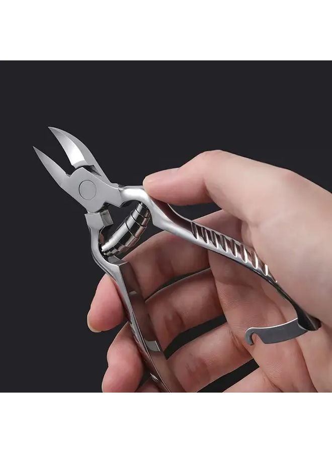 مقصات أظافر قدم مصنوعة من الفولاذ المقاوم للصدأ للمحترفين، للأظافر السميكة والناشبة، باللون الفضي - Image 3