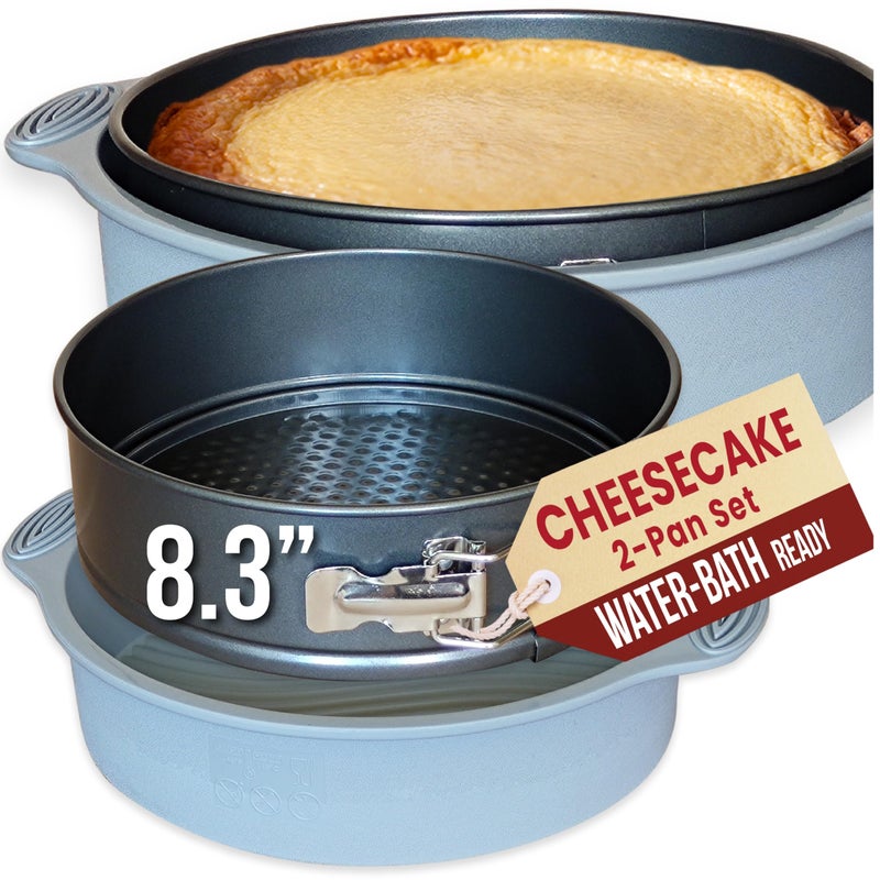 PETÃTS DESSERTS 8 Inch Springform Cake Pan NONSTICK - Cheesecake Pan with Silicone Sleeve â€“ NO LEAKS in Water Bath - No Foil Wrap Needed - Easy Cake Release â€“ Sturdy Build - Heavy-Gauge Carbon Steel 0.4 mm - Image 1