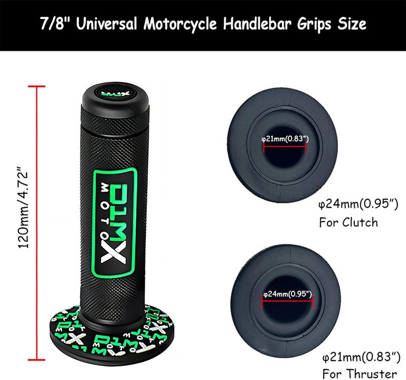 D1M 7/8 "Universal Motorcycle Handlebar Grip Pad Non-Slip Rubber Racing Grip for Motorbike Motocross Compatible fit Kawasaki (Green) - Image 3
