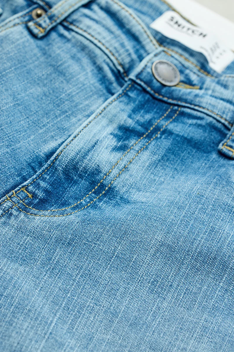 SNITCH Light Blue Solid Skinny Fit Streetwear Jeans