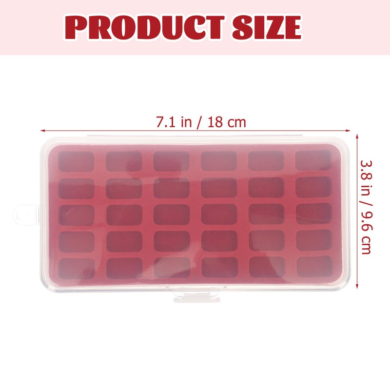 Red Plastic Bobbin Thread Holder Storage Box With 30 Compartments And Sponge Insert - Image 3