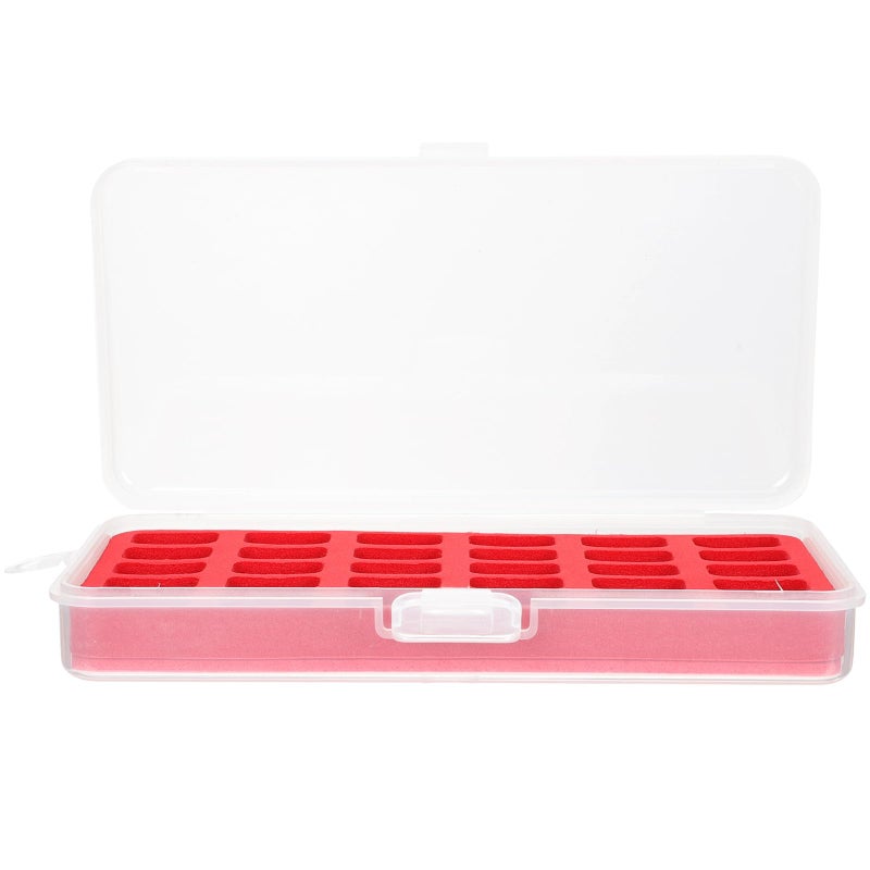 Red Plastic Bobbin Thread Holder Storage Box With 30 Compartments And Sponge Insert - Image 2