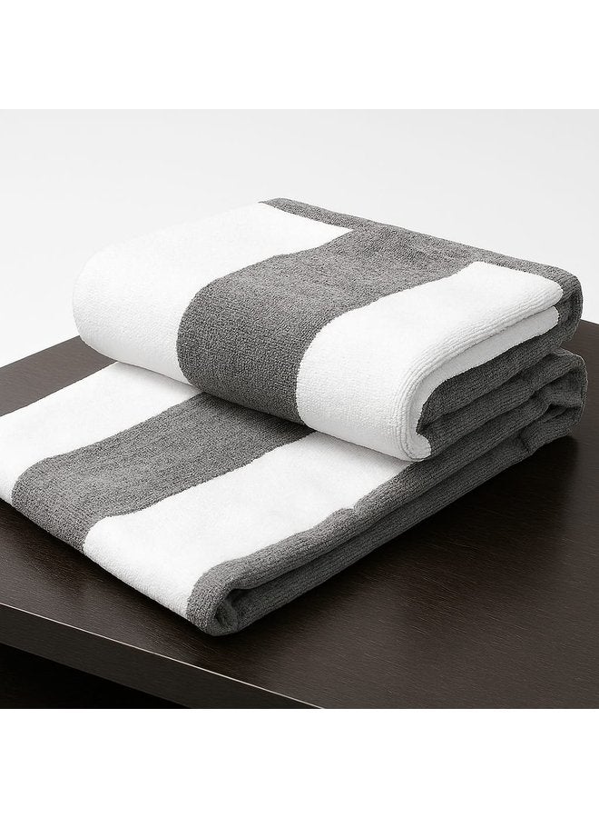 توالا بشكير بحر توالا, مقلم رصاصي في ابيض , قطن 100% ,ذو امتصاص عالي 100*200 - Image 2