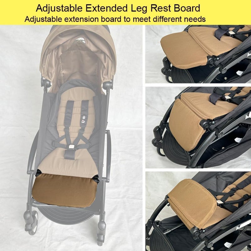 Feliliber Stroller Leg Rest Compatible with Babyzen YOYO - Foldable Stroller Without Disassembly - Extend 6.2 inch Easy to Attach & Clean, Soft Fabric (Toffee) - Image 5