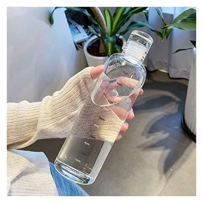 زجاجة مياه أكريليك بتصميم مقاوم للتسرب مع تحديد الوقت، متعددة الألوان - Image 1