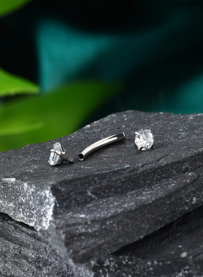 COCHARM Cute G23 Titanium Rook Earrings for Women Man 16g 8mm Surgical Steel Rook Piercing Internally Threaded Rook Jewelry Hypoallergenic Dainty Eyebrow Rings Labret Barbells - Image 5