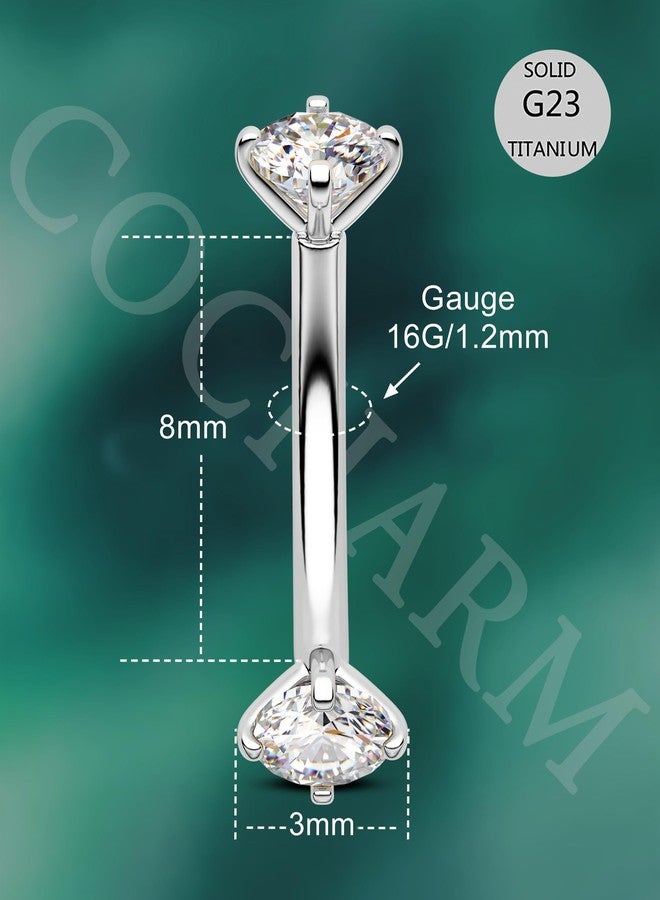 COCHARM Cute G23 Titanium Rook Earrings for Women Man 16g 8mm Surgical Steel Rook Piercing Internally Threaded Rook Jewelry Hypoallergenic Dainty Eyebrow Rings Labret Barbells - Image 3
