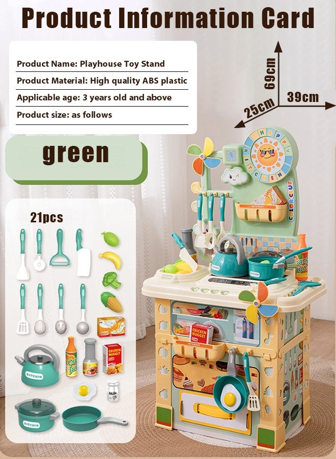69cm kitchen toys,Kitchen toy set,Kitchen pretend game role-playing,Kid Food Kitchen,Kitchen & Food,Children's Home Simulation Mini Kitchen Toy Cooking,Suitable for boys and girls as holiday gifts(green)  - Image 2