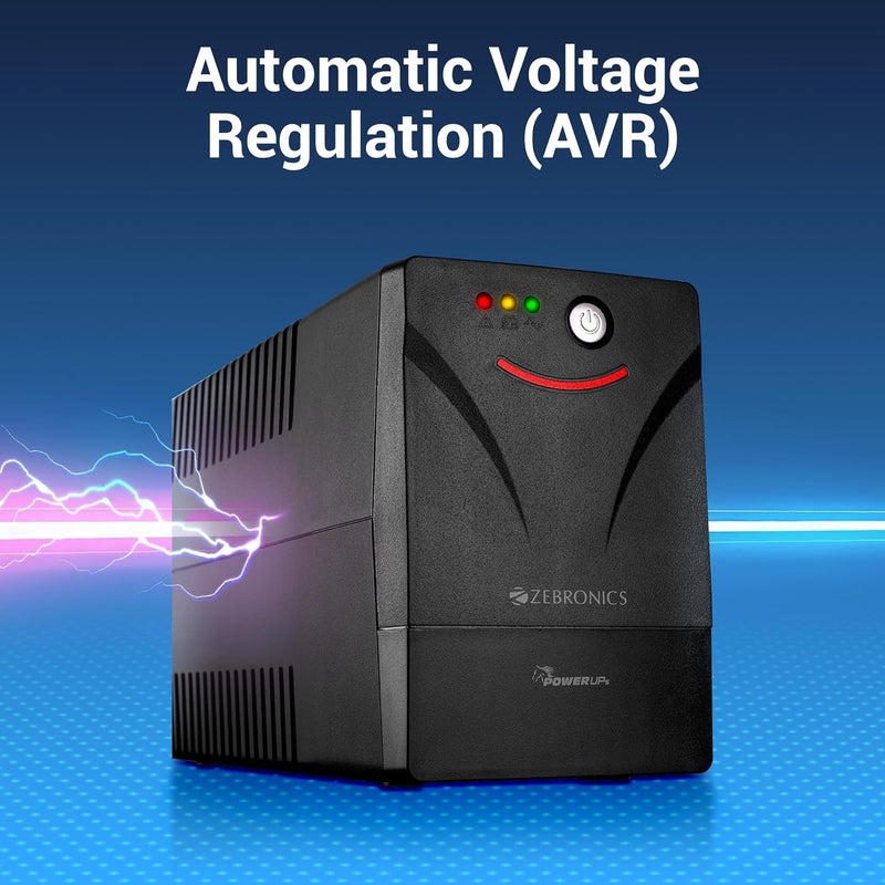 ZEBRONICS نظام UPS تفاعلي خطي MLS755، 600VA / 360W، يعتمد على المتحكم الدقيق، يدعم الحمل الصغير، يوفر الطاقة الاحتياطية والحماية لمكتب المنزل، الكمبيوتر المكتبي، أجهزة التوجيه والإلكترونيات المنزلية - Image 5