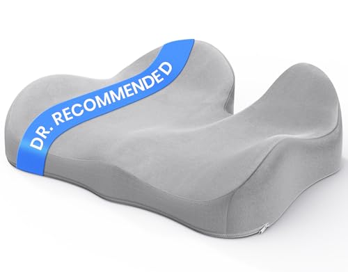Benazcap Seat Cushion - Memory Foam Car Seat Pad - Sciatica & Lower Back Pain Relief - Car Seat Cushions for Driving - Road Trip Essentials for Drivers, Grey - Image 1