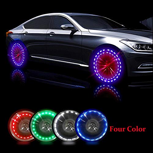 AOTOINK Car Wheel Tire Lights, 4Pcs Solar LED Car Wheel Nozzle Air Valve Cap Light with Motion Sensors Flash Colorful RGB Warning Decorative Neon LED for Cars Motorcycles Bicycles - Image 4