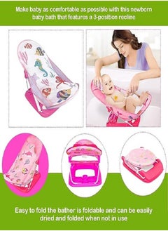 tiibaby Foldable Toddler Bather - Bathtub Foldable Toddler Bath Bather Seat | Foldable Baby Bather with Bath Stand | (Pink)  - Image 5