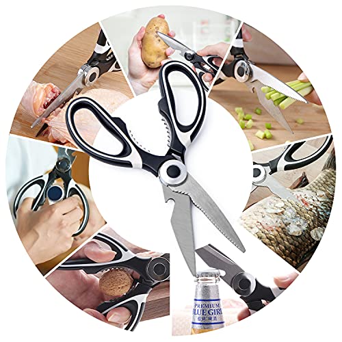BEATURE Heavy Duty Kitchen Shears, Stainless Steel Kitchen Scissors, Ultra Sharp Multi-functional Cooking Scissors for Chicken, Fish, Meat, Vegetables and Walnuts, Premium and Practical Tools, 2 Packs - Image 4