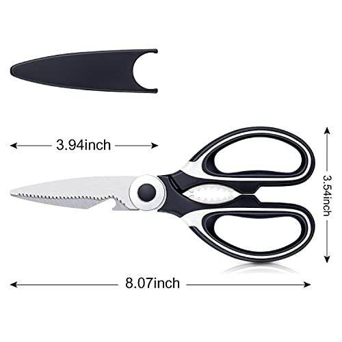 BEATURE Heavy Duty Kitchen Shears, Stainless Steel Kitchen Scissors, Ultra Sharp Multi-functional Cooking Scissors for Chicken, Fish, Meat, Vegetables and Walnuts, Premium and Practical Tools, 2 Packs - Image 2