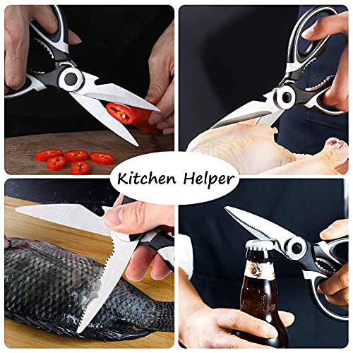 BEATURE Heavy Duty Kitchen Shears, Stainless Steel Kitchen Scissors, Ultra Sharp Multi-functional Cooking Scissors for Chicken, Fish, Meat, Vegetables and Walnuts, Premium and Practical Tools, 2 Packs - Image 5