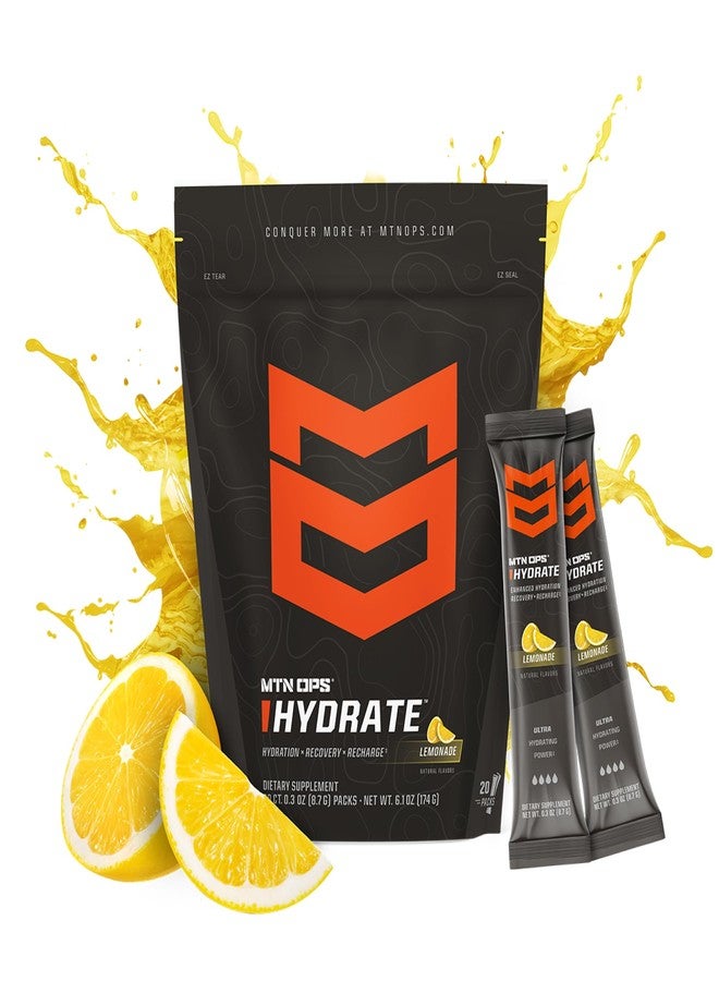 MTN OPS Hydrate Electrolytes Powder Drink Mix, 20 Single Serving On-The-Go Electrolyte Packs with Over 1000mg of Electrolytes per Serving, Lemonade - Image 2