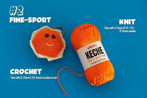 KECHE Cotton Yarn - 100% Cotton Yarn for Crocheting and Knitting, Mercerized Cotton Amigurumi Yarn Fine-Sport 2 1.76 oz (50g) / 136 Yrds (125 m) White - Image 2