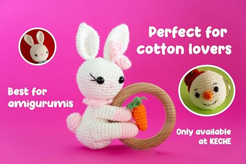 KECHE Cotton Yarn - 100% Cotton Yarn for Crocheting and Knitting, Mercerized Cotton Amigurumi Yarn Fine-Sport 2 1.76 oz (50g) / 136 Yrds (125 m) White - Image 4