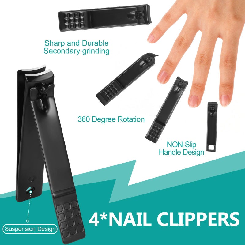 LUCK AROUND Manicure Set, Professional Nail Clippers Pedicure Kit 26 Pieces Nail Care Tools for Travel & Grooming (Brown) - Image 3