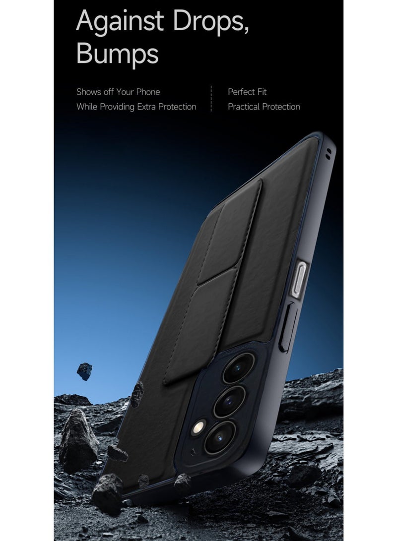 Techie جراب خلفي أنيق من السيليكون TPU مع حامل مغناطيسي آمن لهاتف Samsung Galaxy A25 2024 - أسود - Image 3