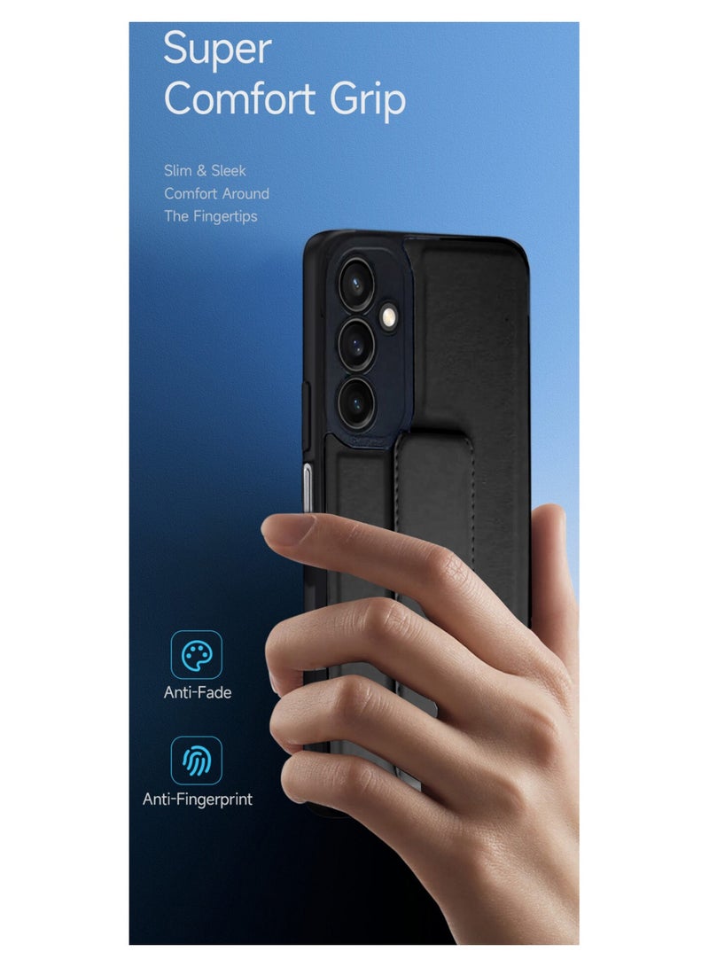 Techie جراب خلفي أنيق من السيليكون TPU مع حامل مغناطيسي آمن لهاتف Samsung Galaxy A25 2024 - أسود - Image 2