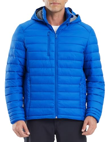 fit space Men's Puffer Jacket Down Synthesis Lightweight Hiking Jacket Winter Warm Coat Quilted Water Resistant Packable (Blue, Small) - Image 1