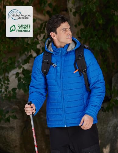 fit space Men's Puffer Jacket Down Synthesis Lightweight Hiking Jacket Winter Warm Coat Quilted Water Resistant Packable (Blue, Small) - Image 2
