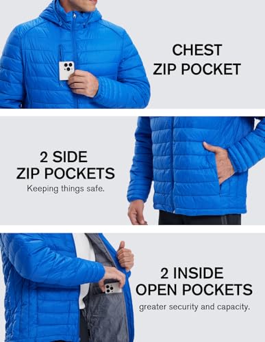 fit space Men's Puffer Jacket Down Synthesis Lightweight Hiking Jacket Winter Warm Coat Quilted Water Resistant Packable (Blue, Small) - Image 5
