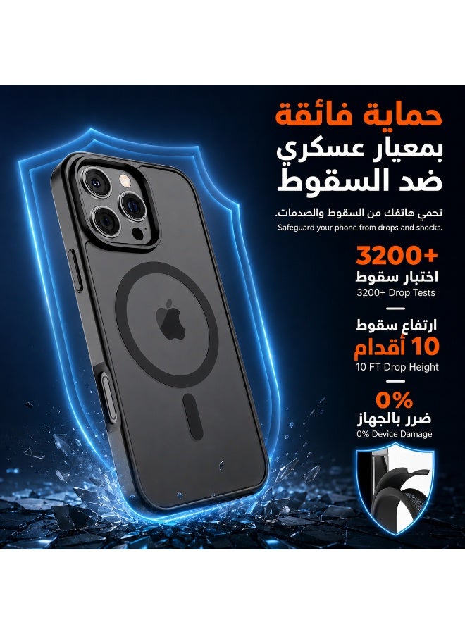 ORYXA iPhone 16 Pro Max Case, 2 IN 1 Magnetic Phone Cover + Screen Protector, For iPhone 16 Pro Max, Compatible with MagSafe, Translucent Matte Shockproof Cover, Slim Full Protection, Black - Image 3